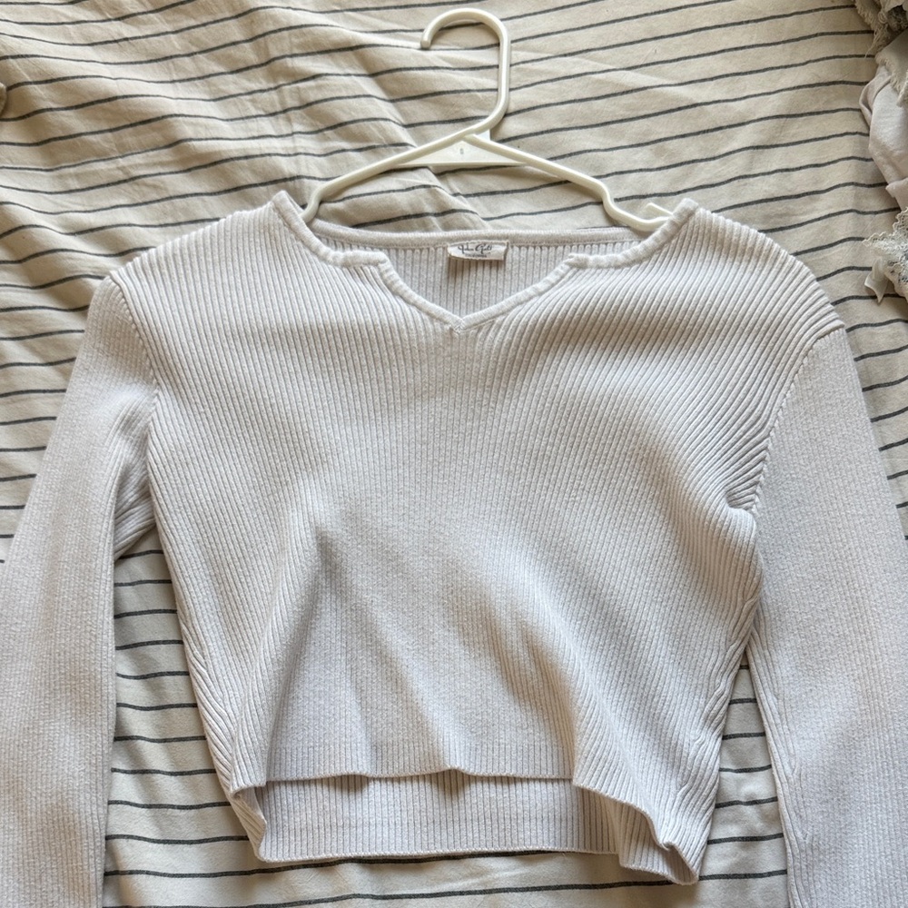 Brandy Melville Cream V-Neck Sweater